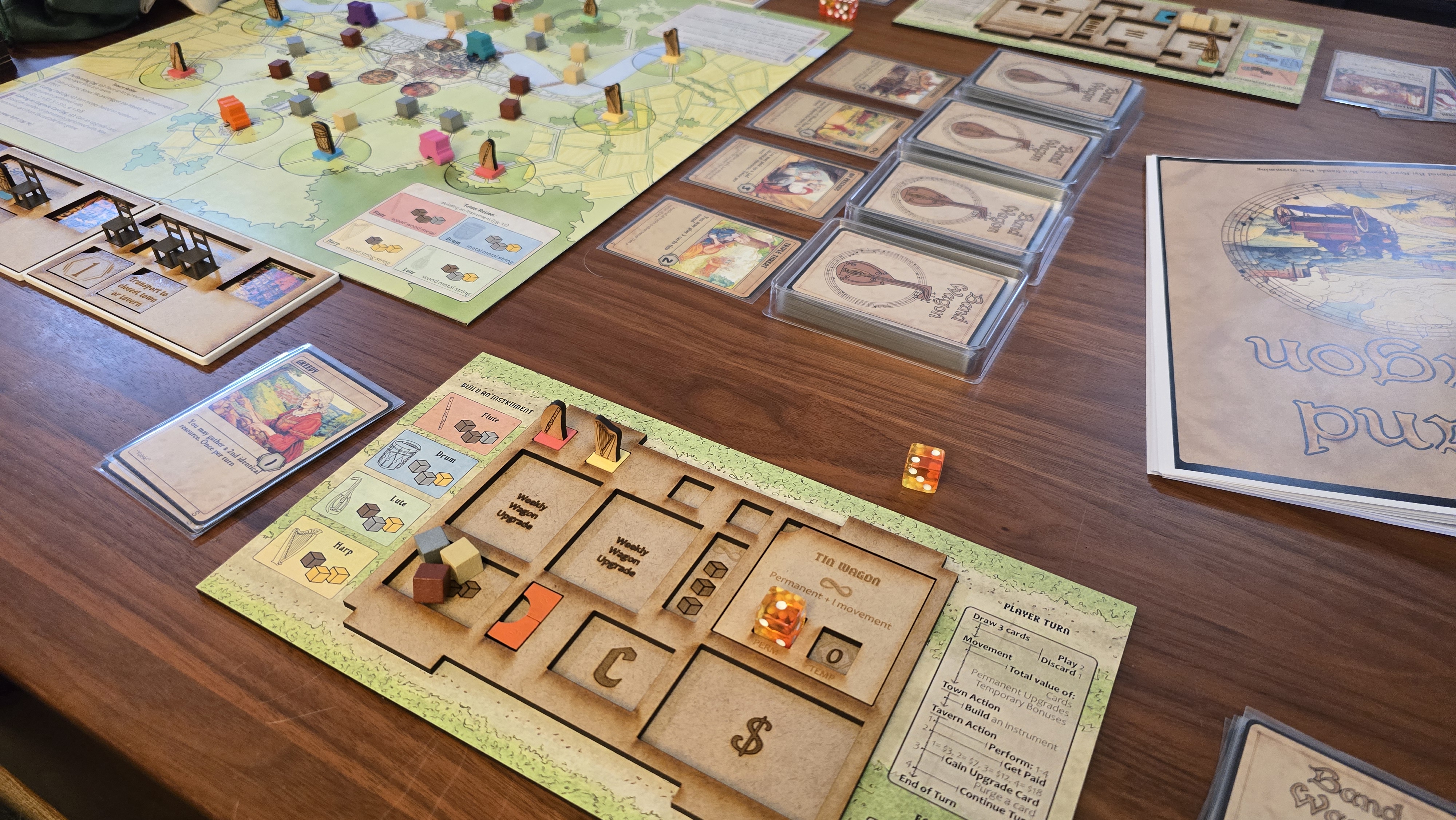 Close-up of player board and game components